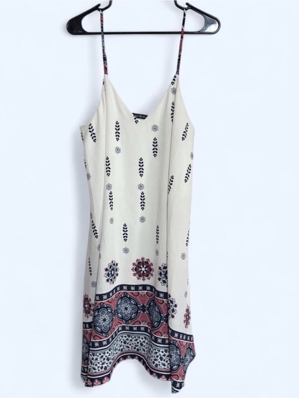 Boho white slip dress with mandala pattern
